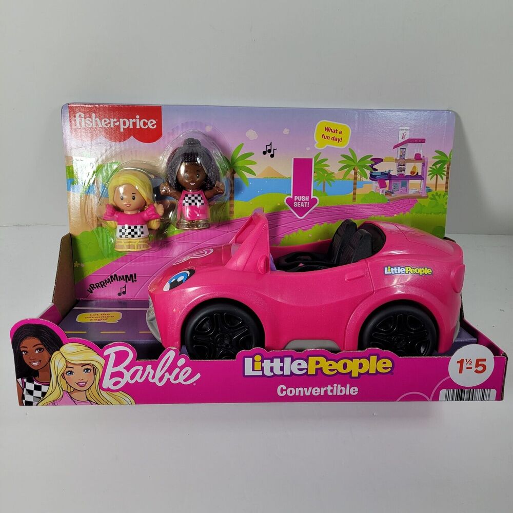 Fisher Price Little People BARBIE Convertible Pink Car W/ 2 Figures & Sound NEW